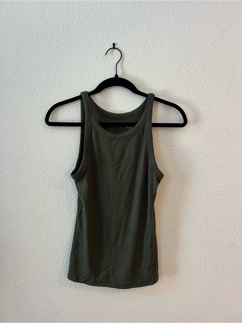 nuuds Olive Ribbed Scoop Neck Tank